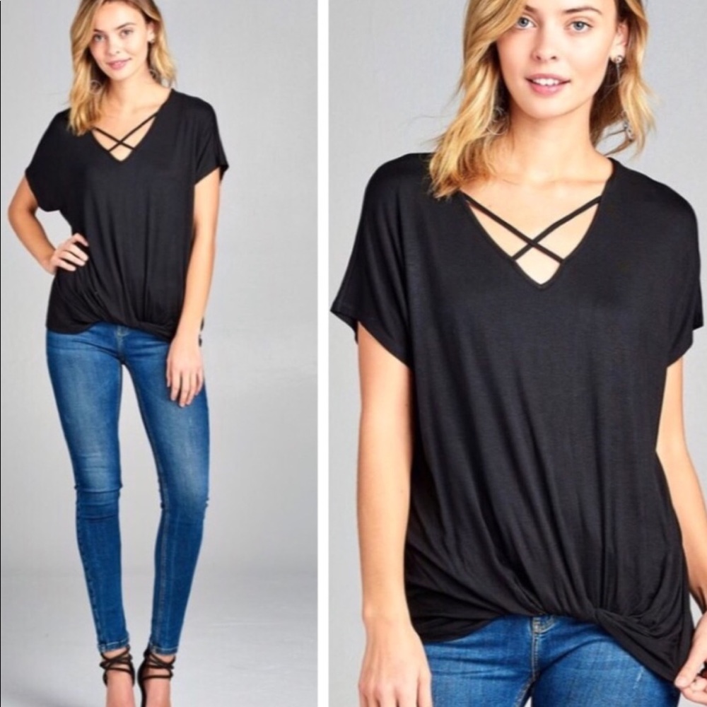 NWT! Criss Cross Black top!